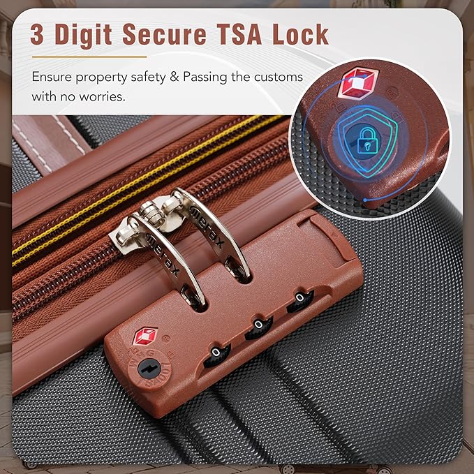 Merax Suitcase Set 28 inches Expandable Luggage with TSA Lock Spinner Wheels Hardshell Lightweight Vintage Luggage with Travel Bag,Black