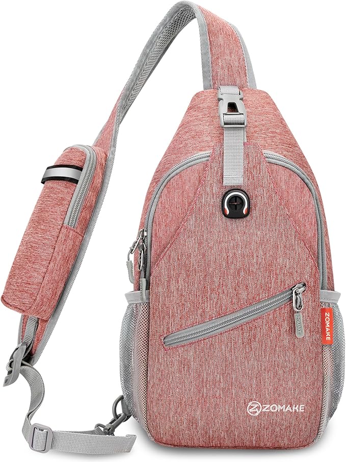 ZOMAKE Sling Bag,Small Crossbody Sling Backpack,Water Resistant Shoulder Daypack for Travel,Anti Thief Chest Bag for Hiking(Orange)