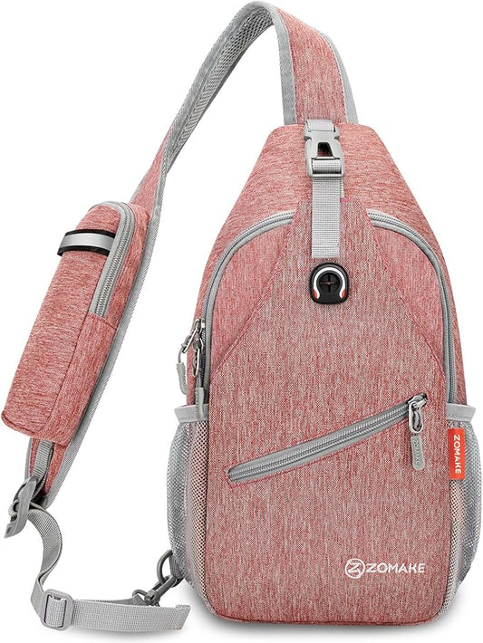 ZOMAKE Sling Bag,Small Crossbody Sling Backpack,Water Resistant Shoulder Daypack for Travel,Anti Thief Chest Bag for Hiking(Orange)