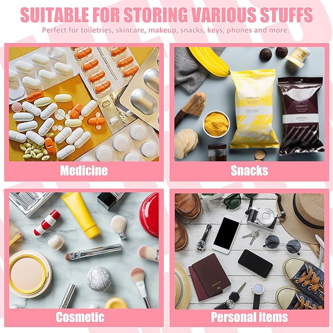 Chenille Letter Clear Medicine Makeup Bag for Travel, Preppy Patch Nylon Cosmetic Meds Pouch with Handles and Zipper, Waterproof Large Travel Toiletry Bag Storage Case for Women Pink