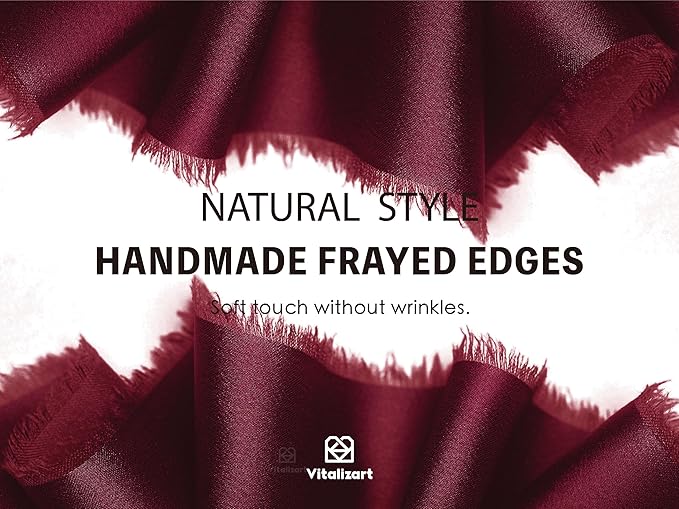 Vitalizart Silk Satin Ribbon 1 inch x 15 Yard Burgundy Red Handmade Frayed Ribbons for Gift Wrapping Baby Shower Wedding Bridal Bouquets Holiday Decor