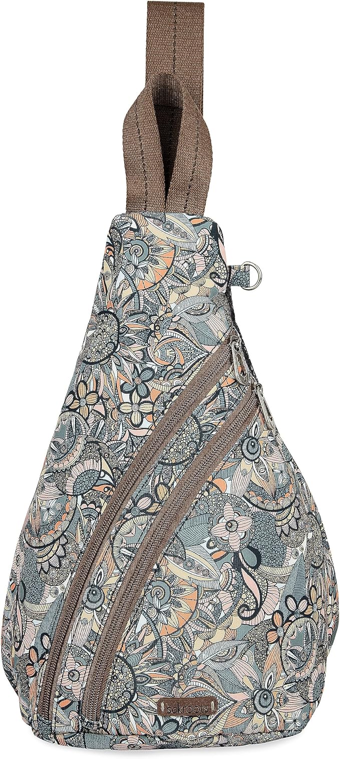 Sakroots On The Go Sling Backpack in Eco Twill, Adjustable Sling Strap, Sienna Spirit Desert