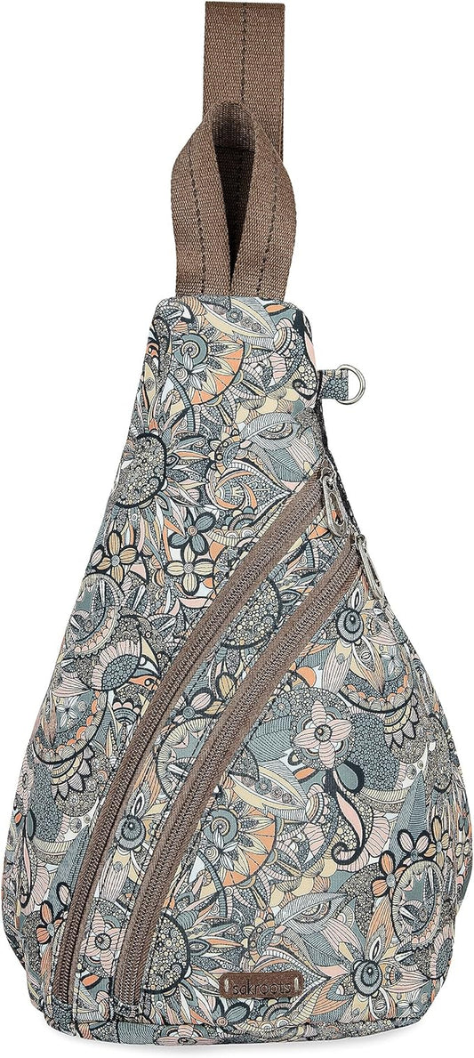 Sakroots On The Go Sling Backpack in Eco Twill, Adjustable Sling Strap, Sienna Spirit Desert