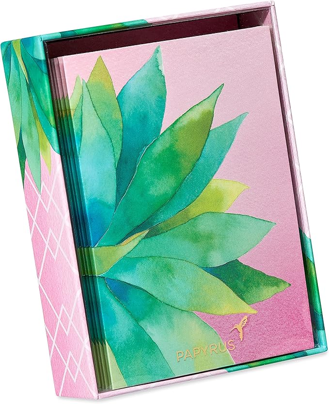 Papyrus Blank Cards with Envelopes, Bold Succulent (14-Count)