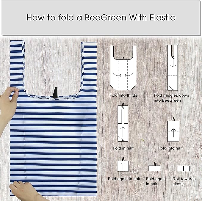 BeeGreen Reusable Foldable Shopping Totes with Handles,12 Pack Heavy Duty Polyester Fabric Geometry Grocery Bags, Large Fashion Reusable Bags for Travel & Groceries, Washable Cloth Bag Bulk