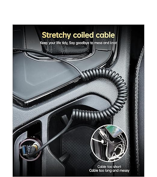 iPhone Charger Cable for Car (3FT/5FT), 2Pack Coiled Lightning Cable, [Apple MFi Certified] Short Charging Cord Compatible with iPhone 14/13/12/11 Pro Max/XS MAX/XR/XS/8/iPad/iPod/CarPlay-Gold