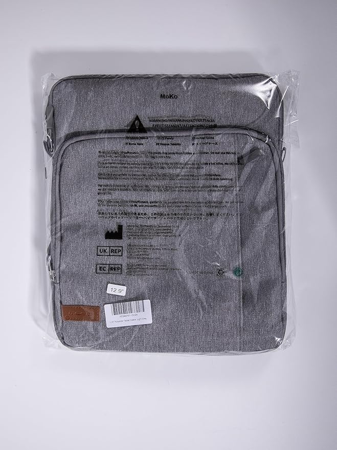 MoKo 12.9 Inch Tablet Sleeve Bag Carrying Case with Pockets Fits iPad Pro 12.9 M2 2022/2021/2020, Surface Laptop Go 12.4", Galaxy Tab S8+/S9+ 12.4" 2022/2023, Light Gray