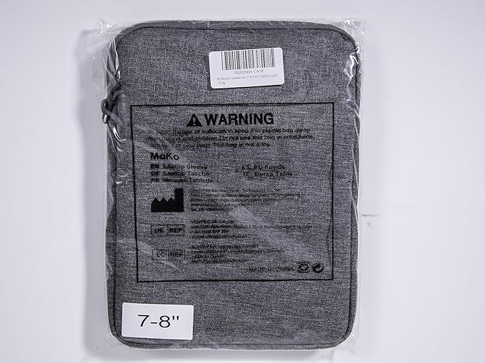 MoKo 7-8 Inch Tablet Sleeve Bag, Polyester Pouch Cover Case Fits iPad Mini (A17 Pro) 8.3" 2024, iPad Mini 6/5/4/3/2/1, Samsung Galaxy Tab S2 8.0, Tab A 8.0, ZenPad Z8s 7.9,Light Gray