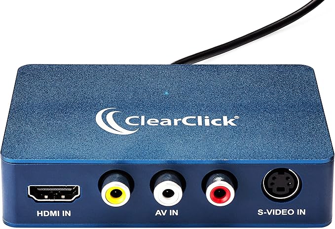 ClearClick Video to USB 1080P Audio Video Capture & Live Streaming Device - Input HDMI, AV, RCA, S-Video, VCR, VHS, Camcorder, Video8, Hi8, DVD, Gaming Systems - USB-C Plug & Play