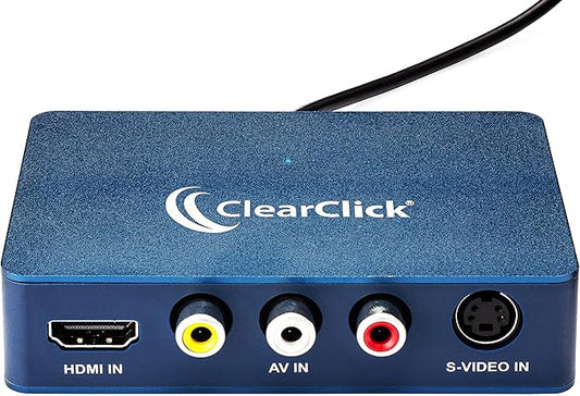 ClearClick Video to USB 1080P Audio Video Capture & Live Streaming Device - Input HDMI, AV, RCA, S-Video, VCR, VHS, Camcorder, Video8, Hi8, DVD, Gaming Systems - USB-C Plug & Play