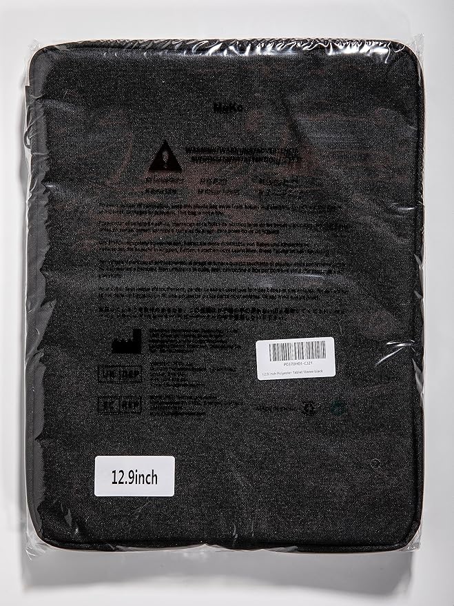 MoKo 13 Inch Tablet Sleeve Fits 13inch iPad Air M3 2025, iPad Pro M4/Air M2 2024, iPad Pro 12.9, Galaxy Tab S8+/S9+ 12.4, Polyester Bag Fit with Apple Pencil or Smart Keyboard,Black