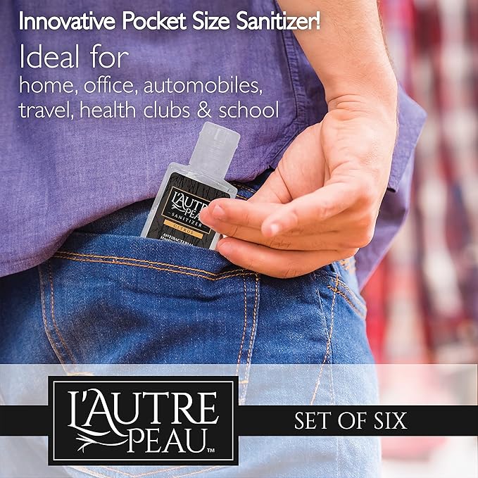 L'AUTRE PEAU Advanced Hand Sanitizer Gel with Aloe Vera, Citrus Scented 0.5 Fl Oz Travel Size Multi Pack – Flip Cap Bottles (6, No travel Strap)